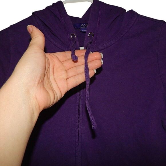 MILEY CYRUS MAX AZRIA women's large purple full zip hooded jacket with pockets - Picture 3 of 11